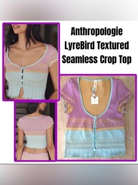 Anthropologie LyreBird Textured Seamless Crop Top